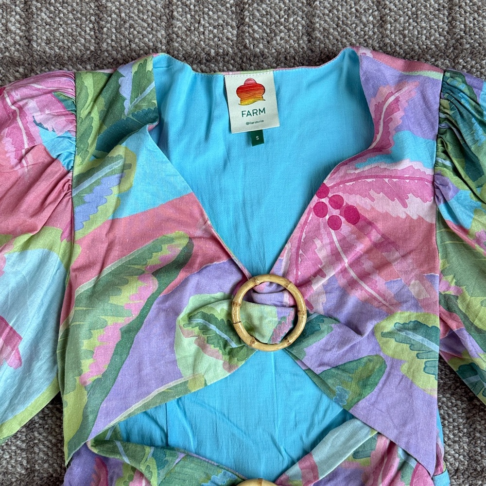 FARM Rio Pastel Tropical Mini Dress in Pink, Blue & Green - Picture 5 of 8